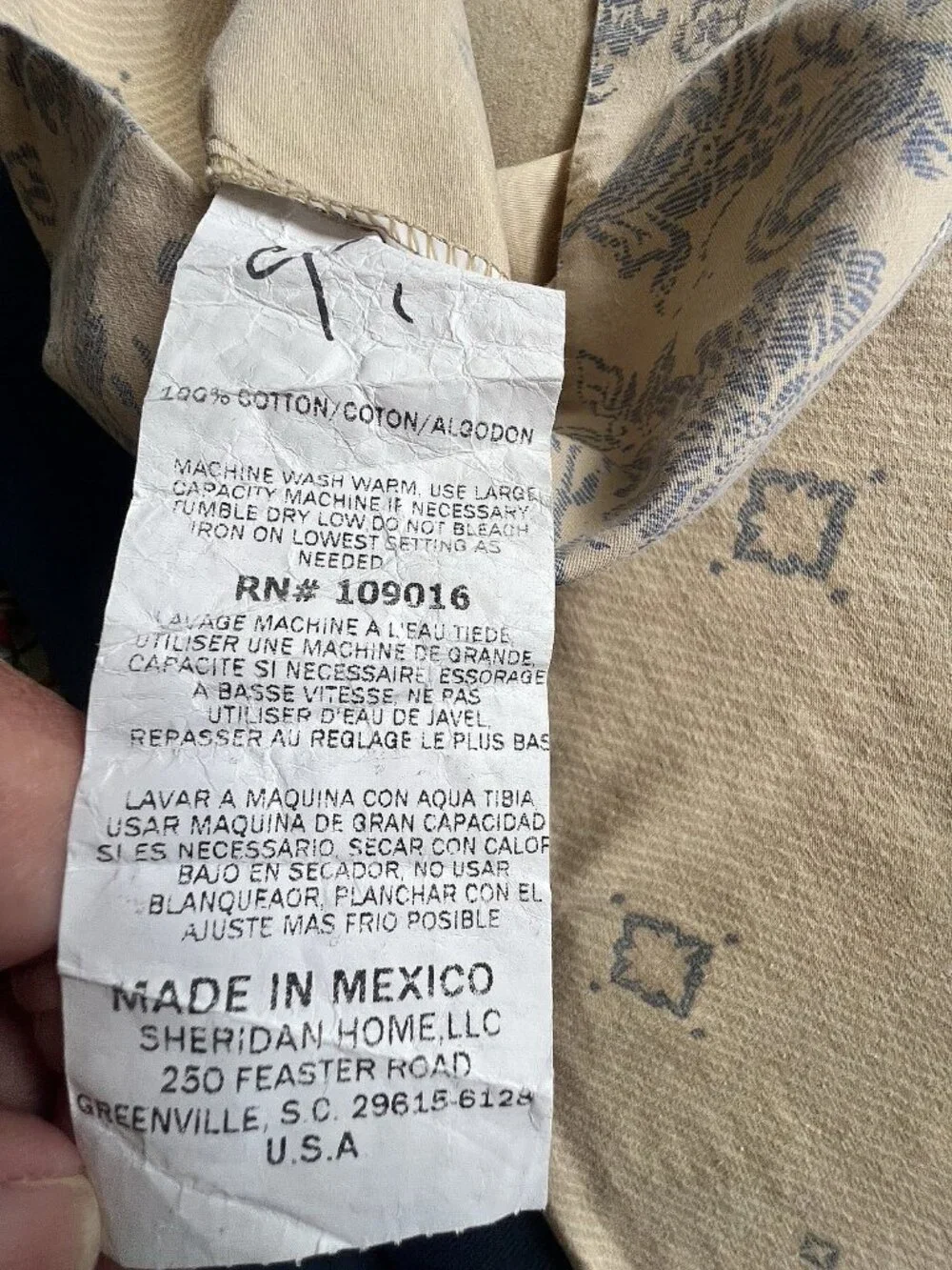 Sheridan Home KING Size Pillowcase Blue Cream Jacquard 100% Cotton Bedding NICE